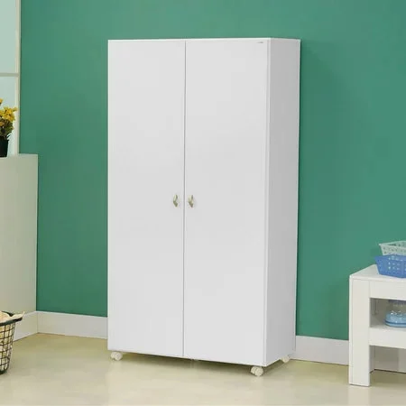 Armário Multiuso Alto 2 Portas com Rodízios e Nicho para Eletro – 100% MDF Branco [Organizador Universal]