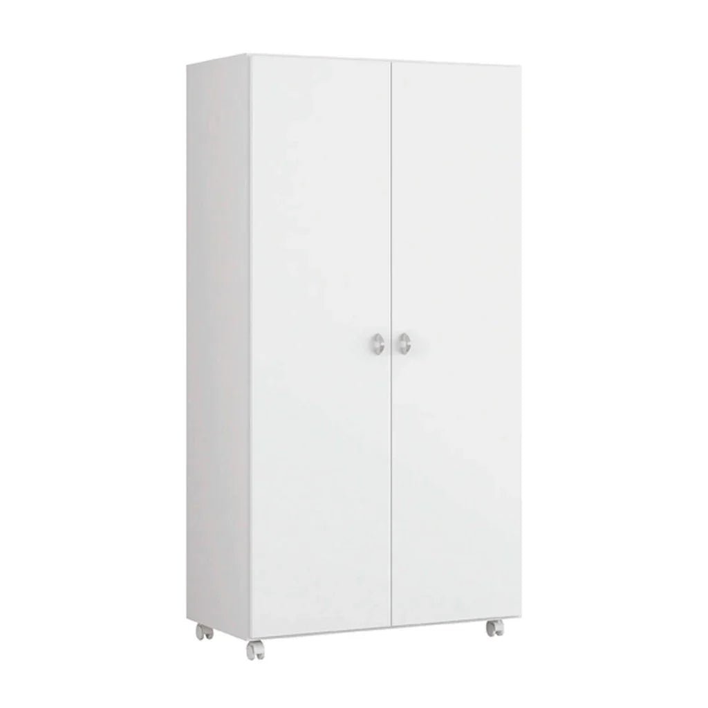 Armário Multiuso Alto 2 Portas com Rodízios e Nicho para Eletro – 100% MDF Branco [Organizador Universal]
