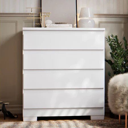Cômoda Imperial 4 Gavetas Compacta – Branco/Nature Off White [Acabamento Premium]