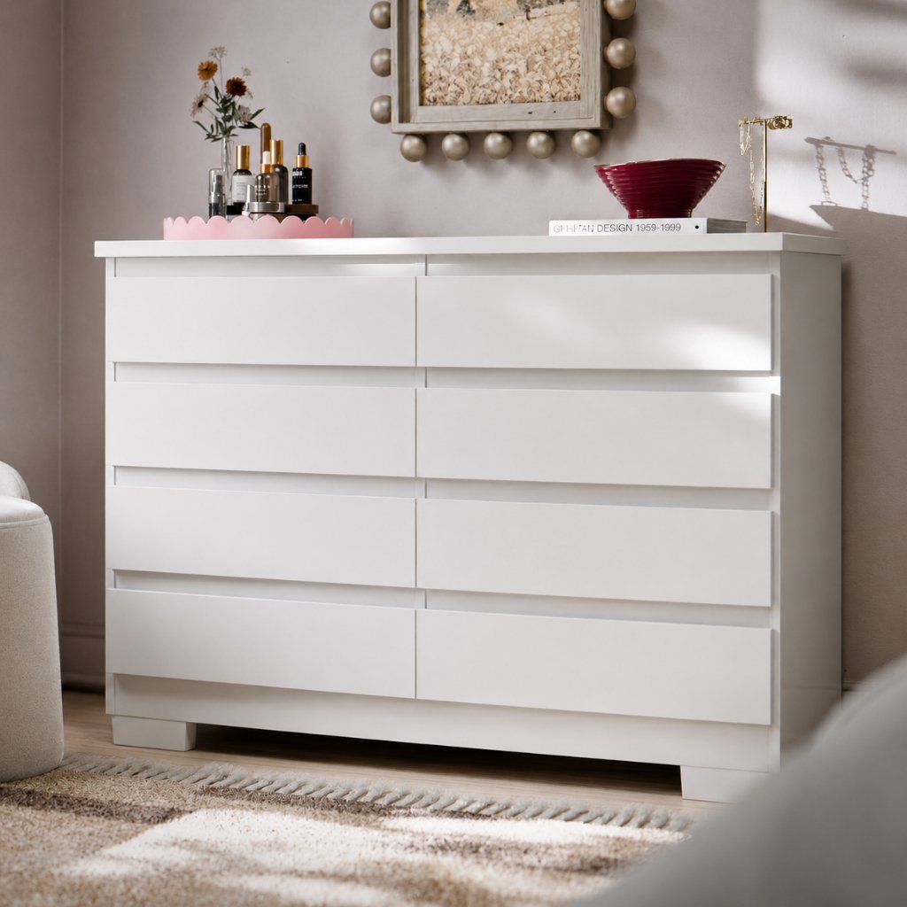 Cômoda 8 Gavetas Grande Com Corrediça Telescópica Pés Para Quarto  Adulto Organizador Roupas Grécia
