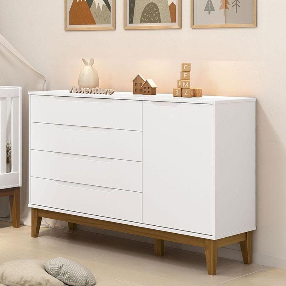Cômoda Com Porta Classic Elfe Branco Acetinado Amadeirado