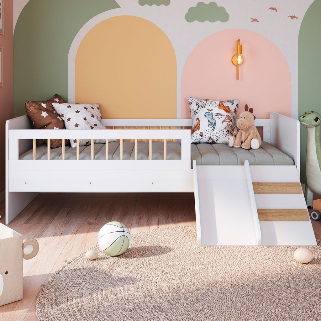 Cama Infantil Montessoriana Affetto com Escada e Escorregador