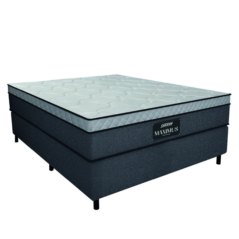 Cama Box Casal Colchão Gazin Molas Ensacadas 138x188x62cm Linho Grafite / Preto – Suporta até 120Kg por Pessoa